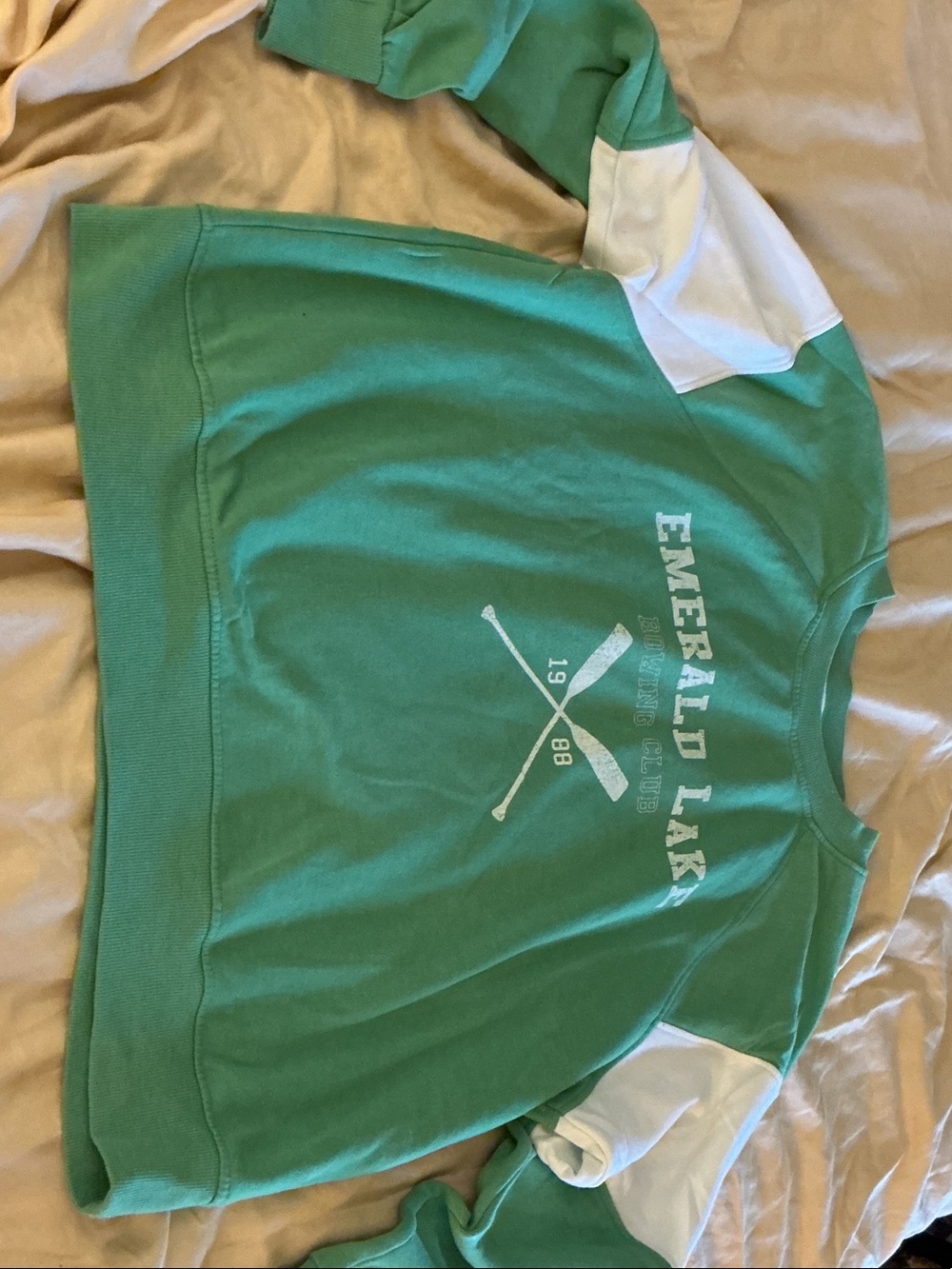 Maurices Green and White Raglan Graphic Sweatshirt